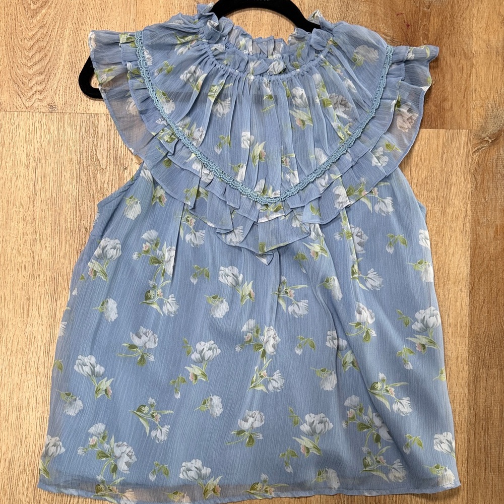 anthropologie Ranna Gill blue floral top